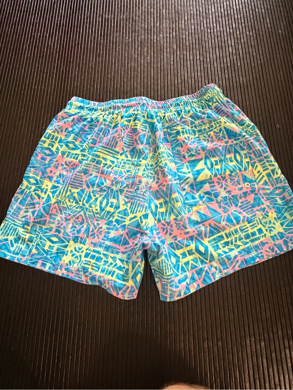 crown & ivy Blue, Yellow & Pink Geometric Swim Trunks